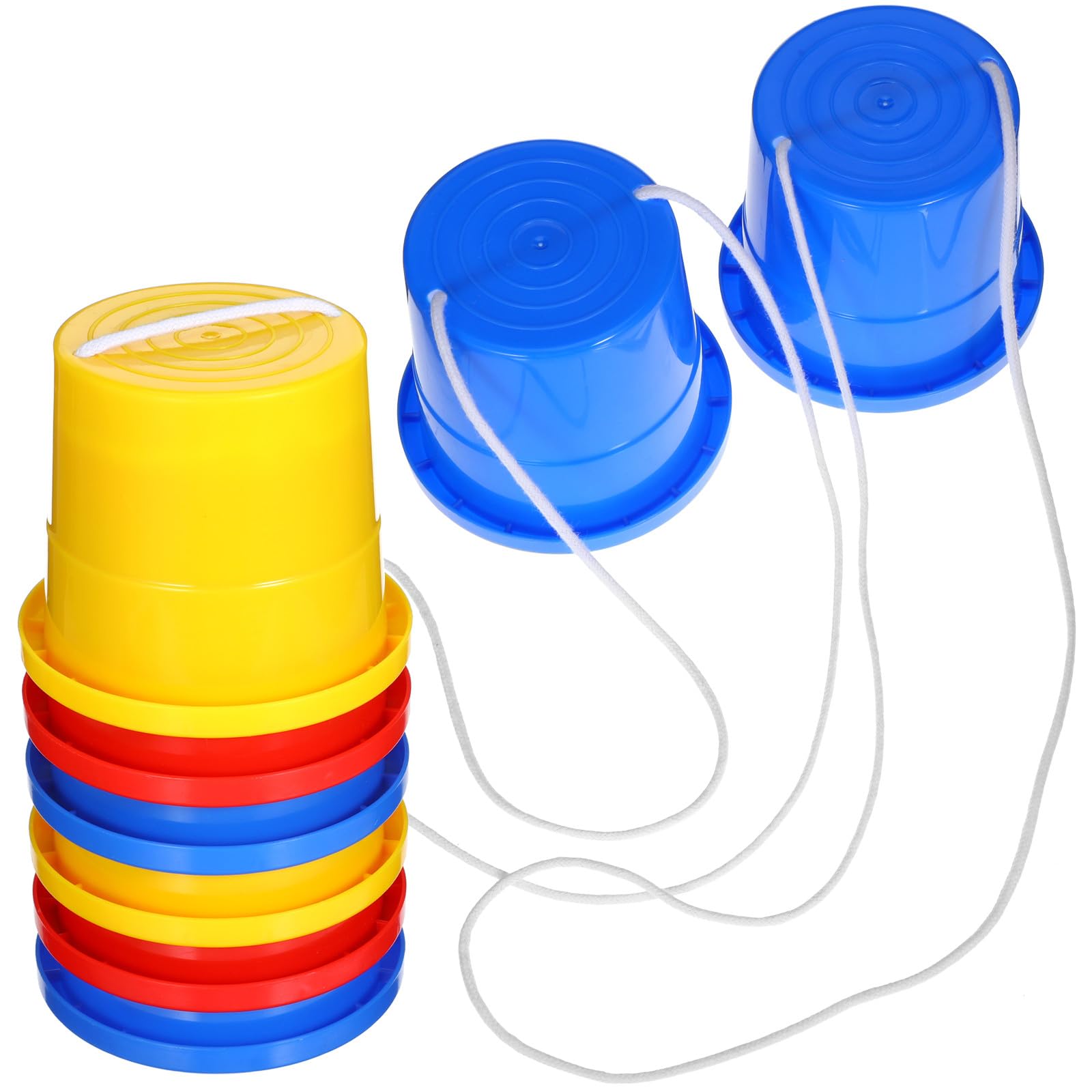 3 Pairs Bucket Walking Stilts for Kids: 4.9" Plastic Balancing Stilts 3 Colors - Children's Sensory Integration Training Equipment for Balance Training Outdoor Walking Toy Activities POPETPOP