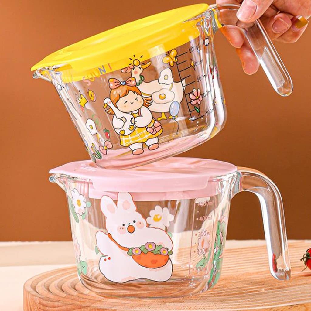 XMING Taza medidora de vidrio con escala y asa for taza de leche doméstica, taza de leche de soja for desayuno en microondas (Color : B)