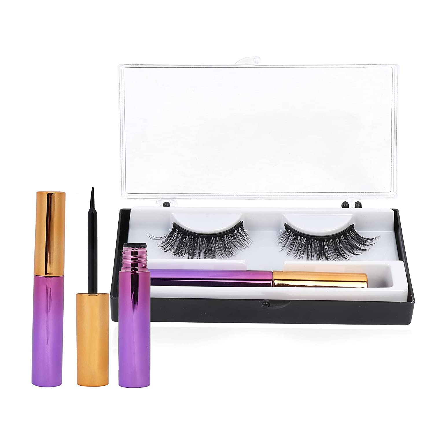 1 Pairs Magnetic False Eyelash with 1 Waterproof Magnetic Eyeliner Kit, India's First 8D Faux Mink Eye lashes, Natural & Long Lasting Reusable Lashes, No Glue needed (SASSY). Black