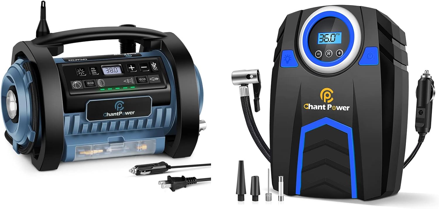 C P CHANTPOWER 12V DC Tire Pump with Digital Pressure Gauge