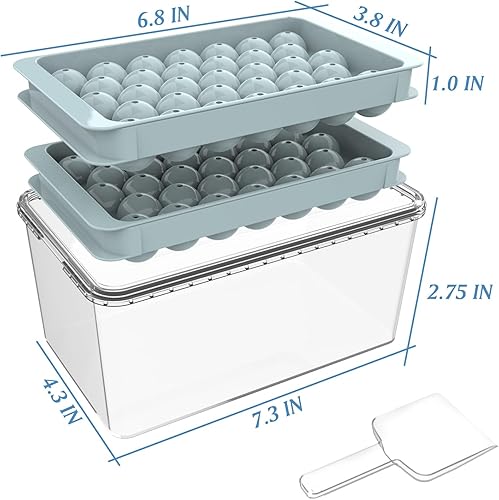 Miniatura 6 de Bandeja redonda para cubitos de hielo con tapa y contenedor para mini nevera, bandejas de hielo que ahorran espacio para congelador, fabricación de