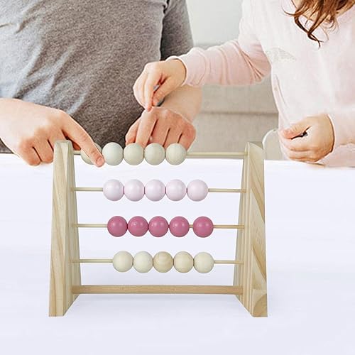 Miniatura 2 de Montessori - Ábaco de madera para niños, cuentas multicolor para aprendizaje de matemáticas para niños de 3, 4, 5 años, rosa