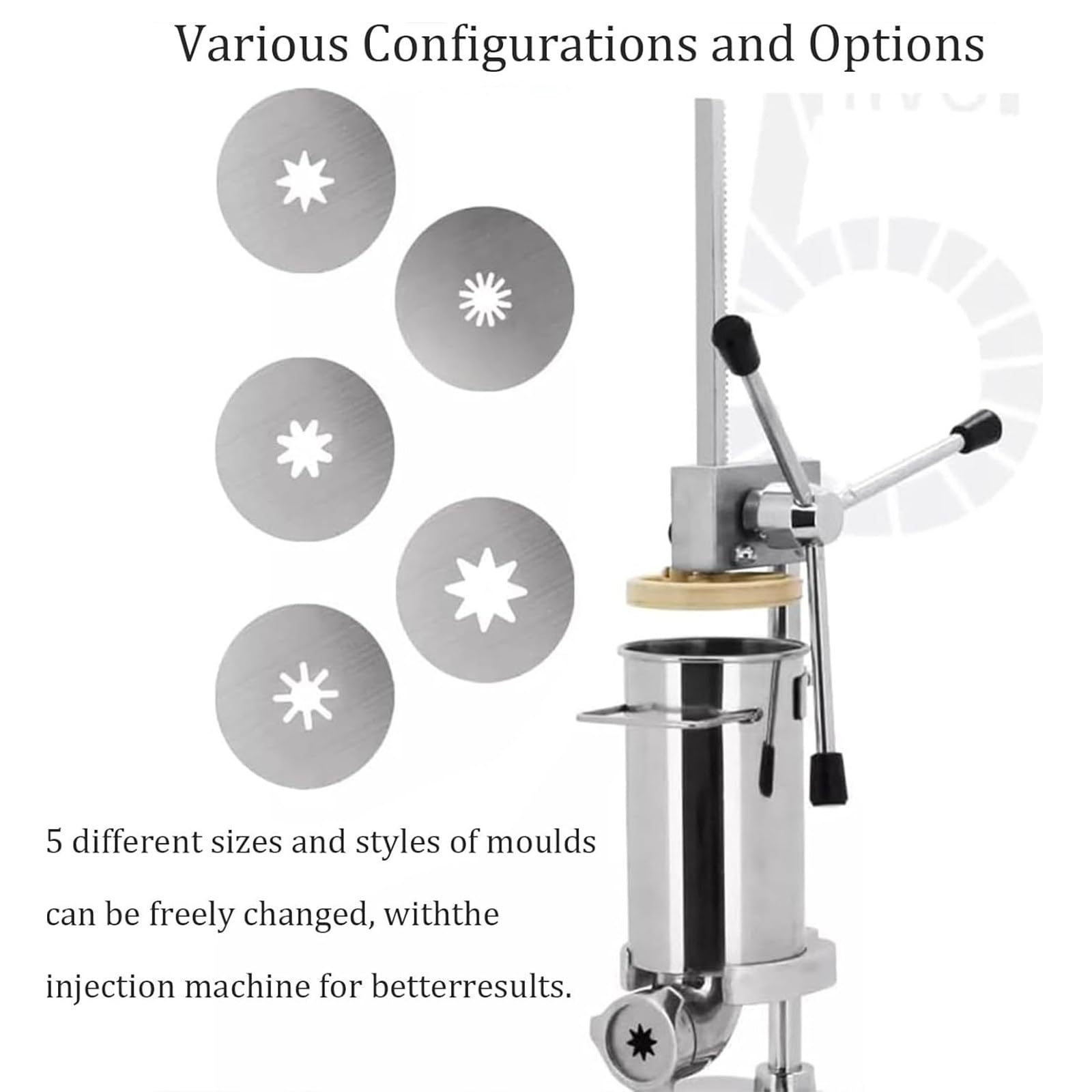 Máquina para Hacer Churros Manual,Máquina para Hacer Churros De Donuts Españoles Comerciales 2L/3L con 5 Moldes,Máquina para Hacer Churros Españoles Verticales De Acero Inoxidable,2L