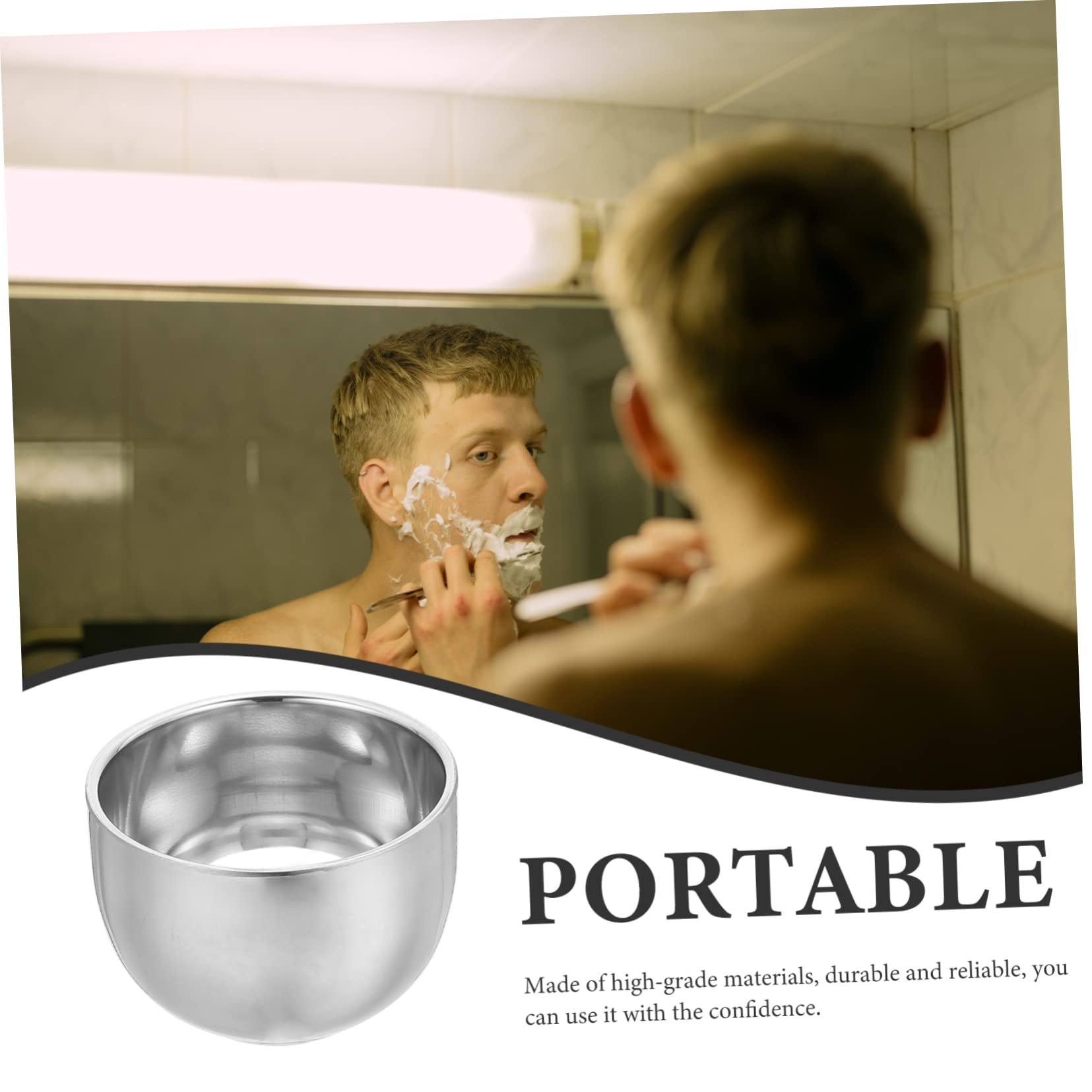 NULYLU 5pcs Stainless Steel Shaving Bowl for Men Double Layer Shave Mug Professional Shaving Container