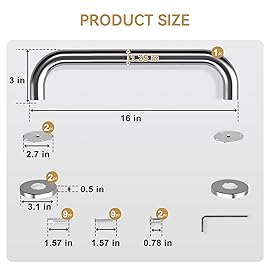 AmazerBath Shower Grab Bars for Seniors Anti Slip, Bath Safety Grab Bar for Needy, Stainless Steel Bathroom Safety Grab Bars, Thickened Bar Bigger Base Holds 500LBS, 16 L x 1.25 D, Brushed Nickel