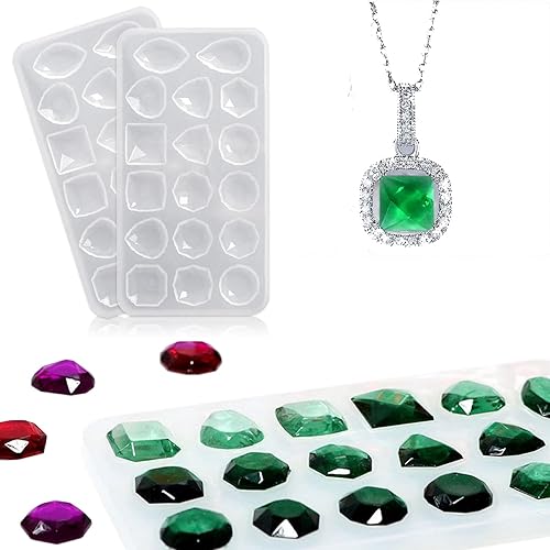 2 moldes de resina de gemas para resina epoxi de silicona molde de silicona de joyería con formas redondasovaladascuadradas molde de resina de