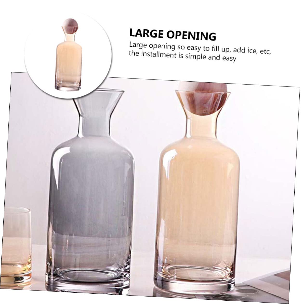 LABRIMP Jarra de Vidrio Resistente al Calor con Tapa de Madera Extraíble Capacidad Grande para Agua Fría Bebidas y Té para Uso Doméstico y Refrigerador Fácil de Llenar y Servir