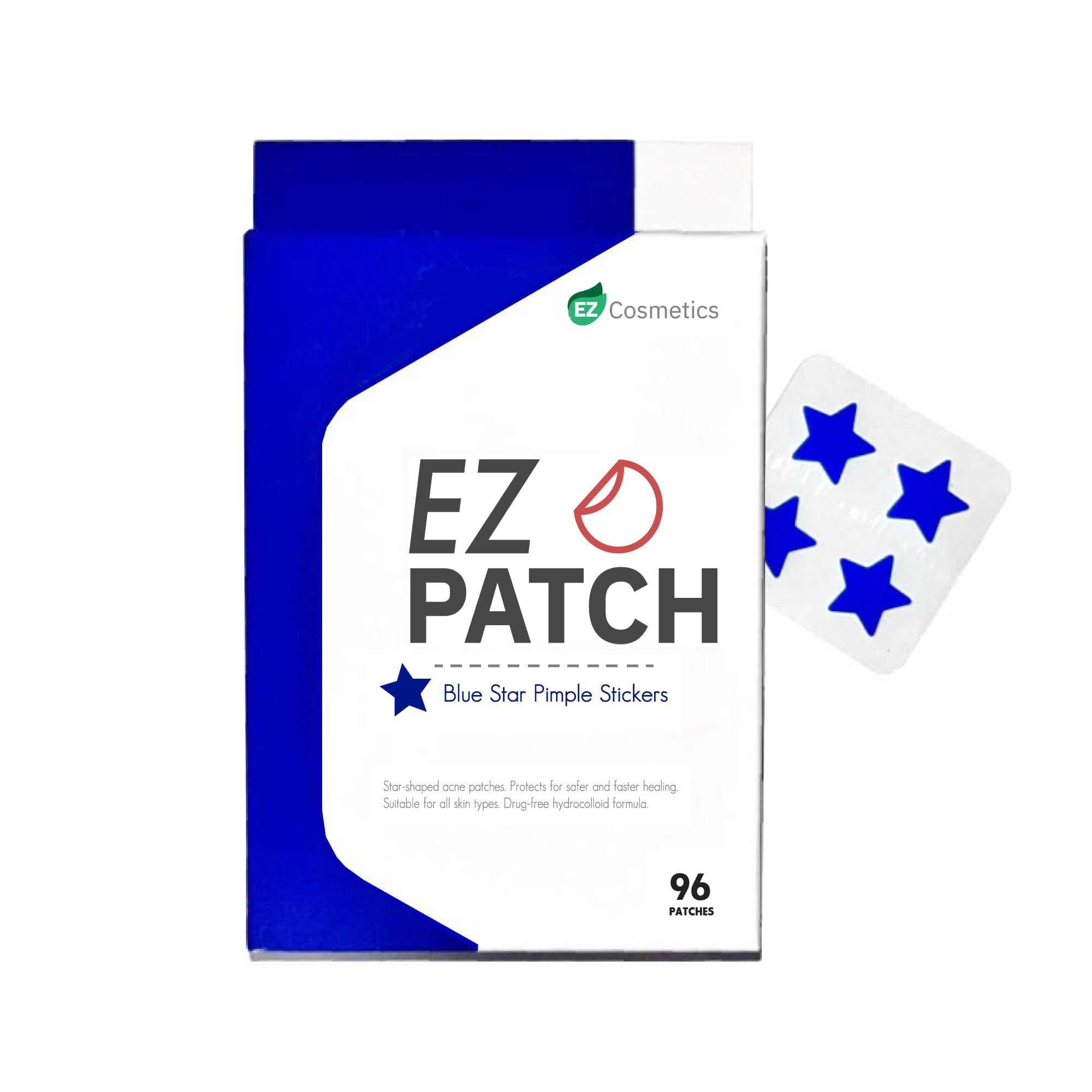 EZ Cosmetics Star Pimple Patches for Face, Vegan Hydrocolloid Acne Patches for Healing Zits and Blemishes, Absorb Fluid, Cute Star Shape, Oil-Free (96 Count)