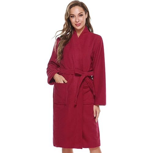 Kniffi Kimono Bathrobe for Women Terry Cloth Robes knee length towel Bathrobe