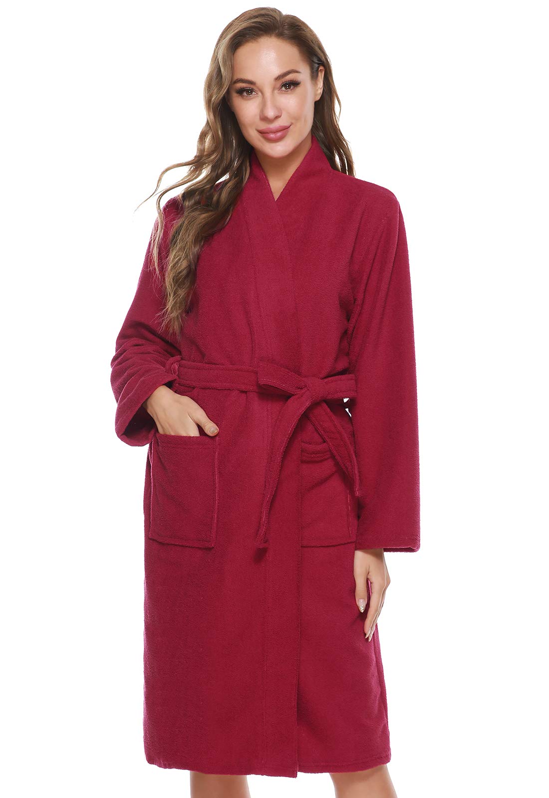 Kniffi Kimono Bathrobe for Women Terry Cloth Robes knee length towel Bathrobe