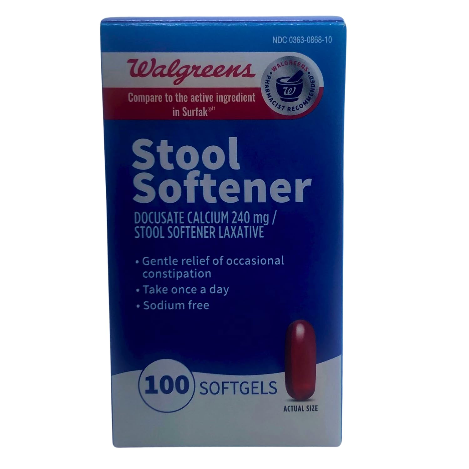 Walgreens Stool Softener Softgels, 100 ea