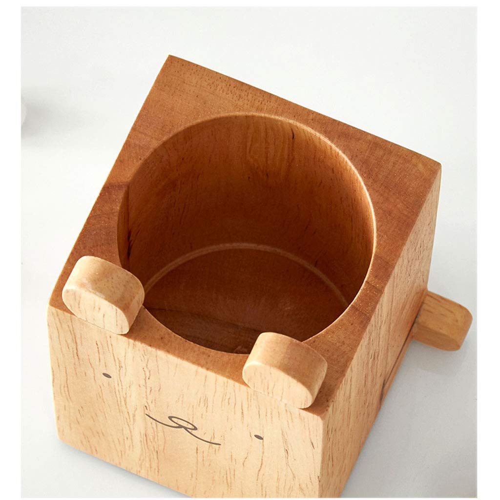 Portapenne, Portapenne in Legno massello personalità Moda Simpatico Cartone Animato Studente Fatto a Mano Studio Forniture per Ufficio Archiviazione Desktop (A)