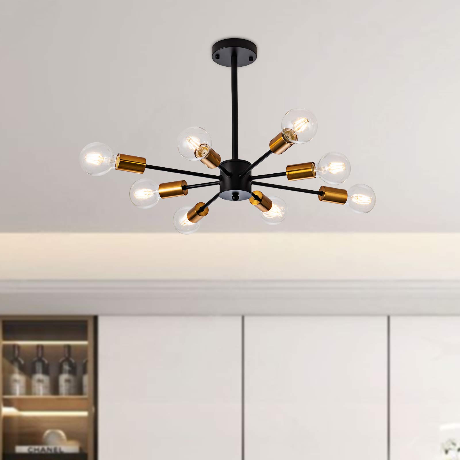 Buy NA Modern Sputnik Chandelier 8 Lights Black and Gold Contemporary