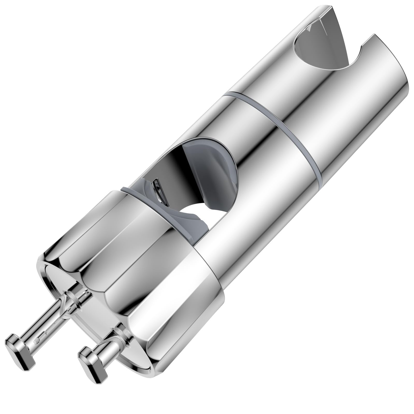 KASTWAVE Shower Head Holder with 2 Hooks, Universal Replacement Adjustable Holder Bracket for 16-28mm, Chrome-Plated+ABS Shower Design Shower Head Holders, Easy Installation for Slide Rod