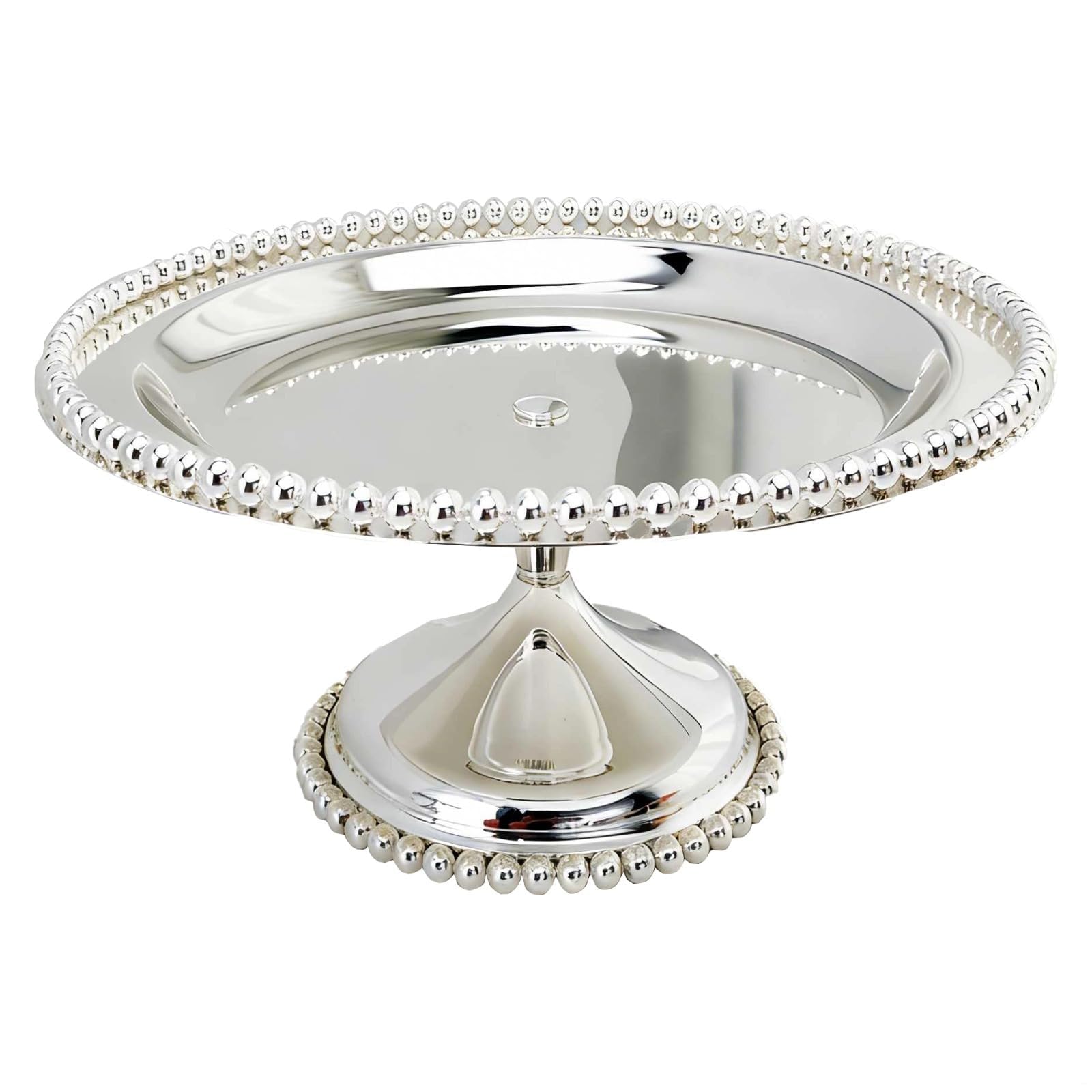 Vassoio da dessert per torte da 24 cm, piatto in metallo con bordo in rilievo per decorazione domestica per feste di nozze, piatto da portata per cupcake e pasticceria