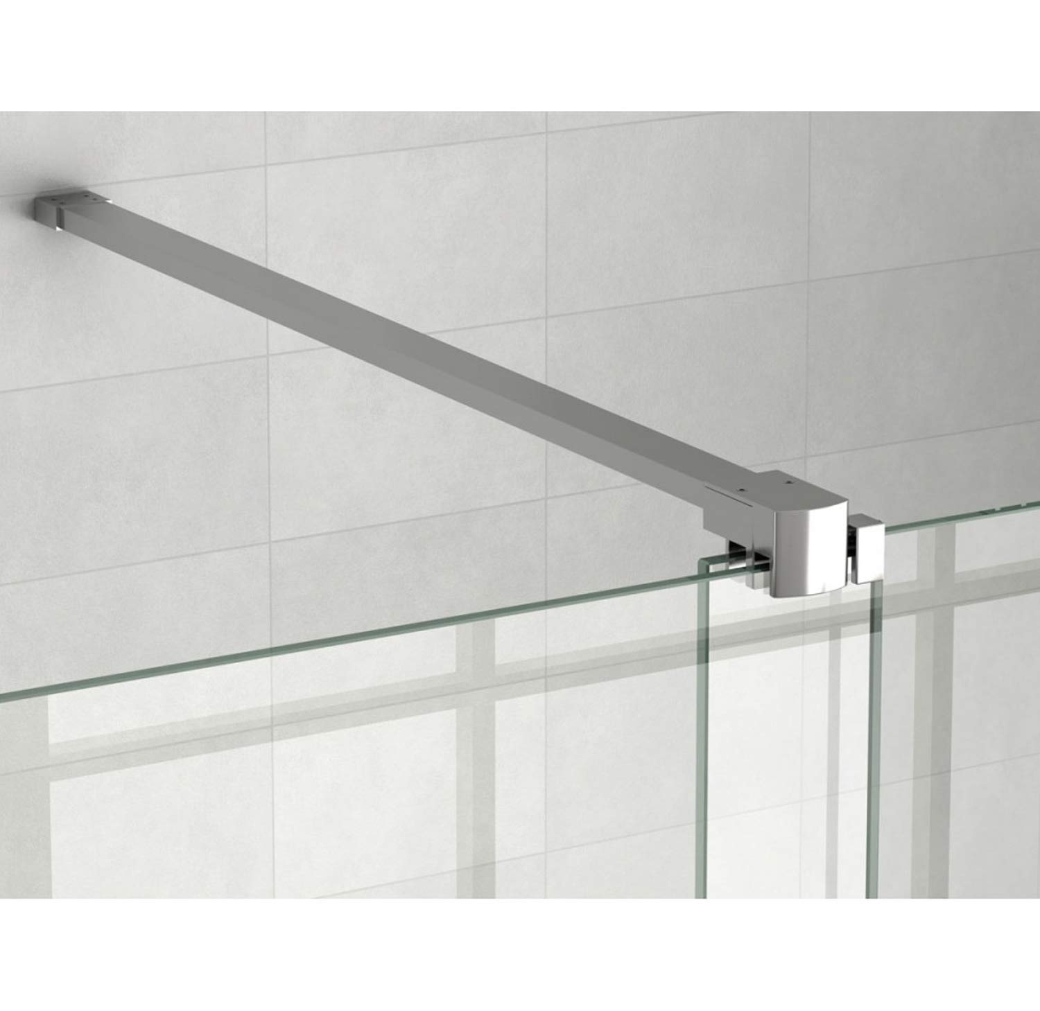 Mampara de Ducha FIJA FRONTAL Málaga – Panel Pantalla Fijo TRANSPARENTE – 200cm Altura - Cristal Templado antical y 8mm de espesor Varias Medidas Disponibles – Cromo, 40 cm (1 fijo)