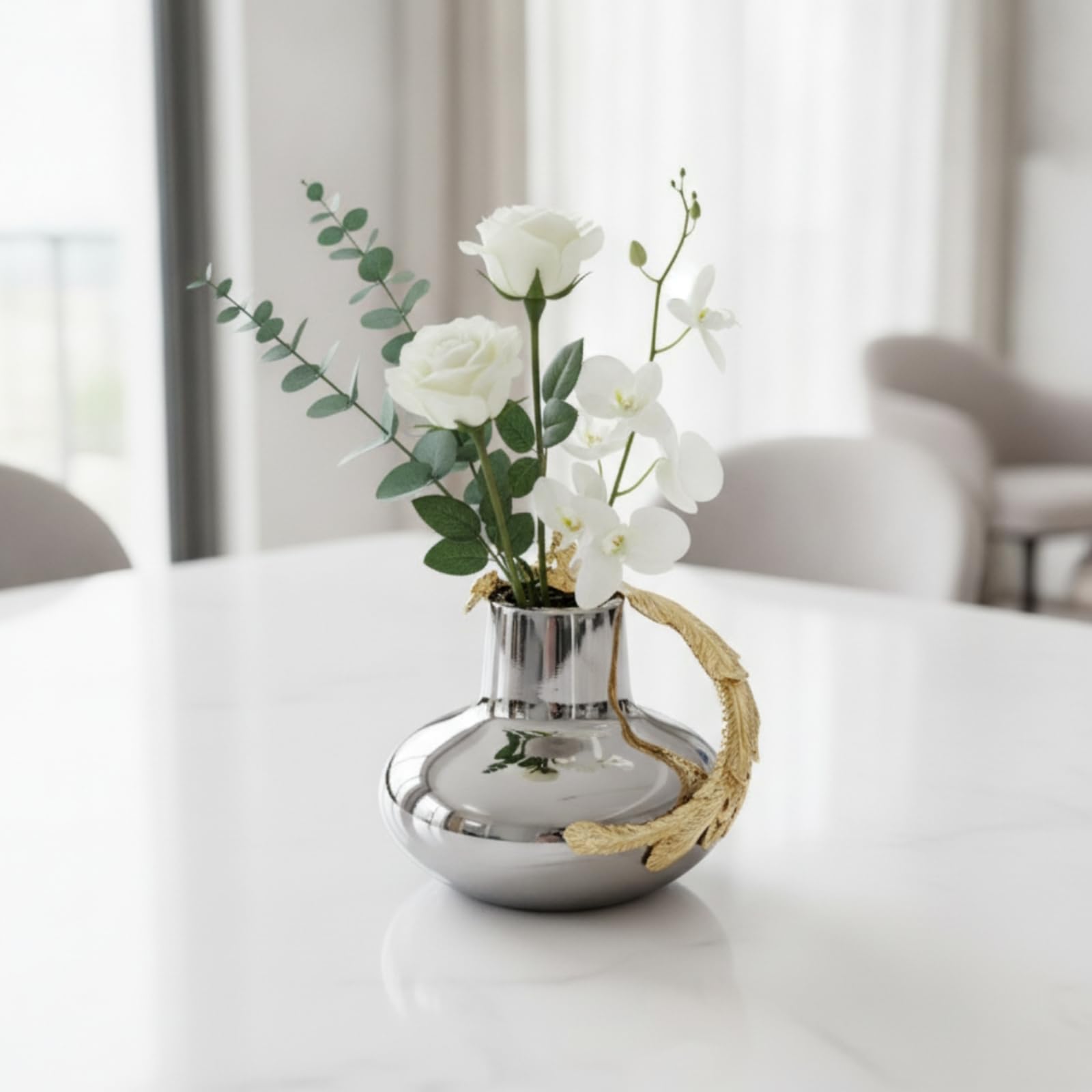 Jarrón de Cerámica Florero Jarrón de Mesa Jarrón Decorativo con Cuerpo Redondeado y Cuello Estrecho para Arreglos Florales Apto para Hogar Estudio Mesa de Centro