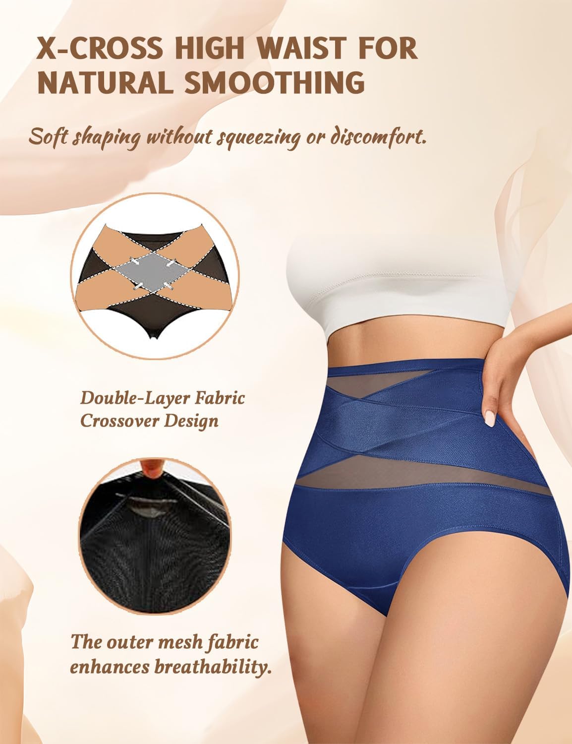 Underwear for Women, Plus Size High-Waist Tummy Control Seamless Shaping Panties, 3D Peach Lift Control