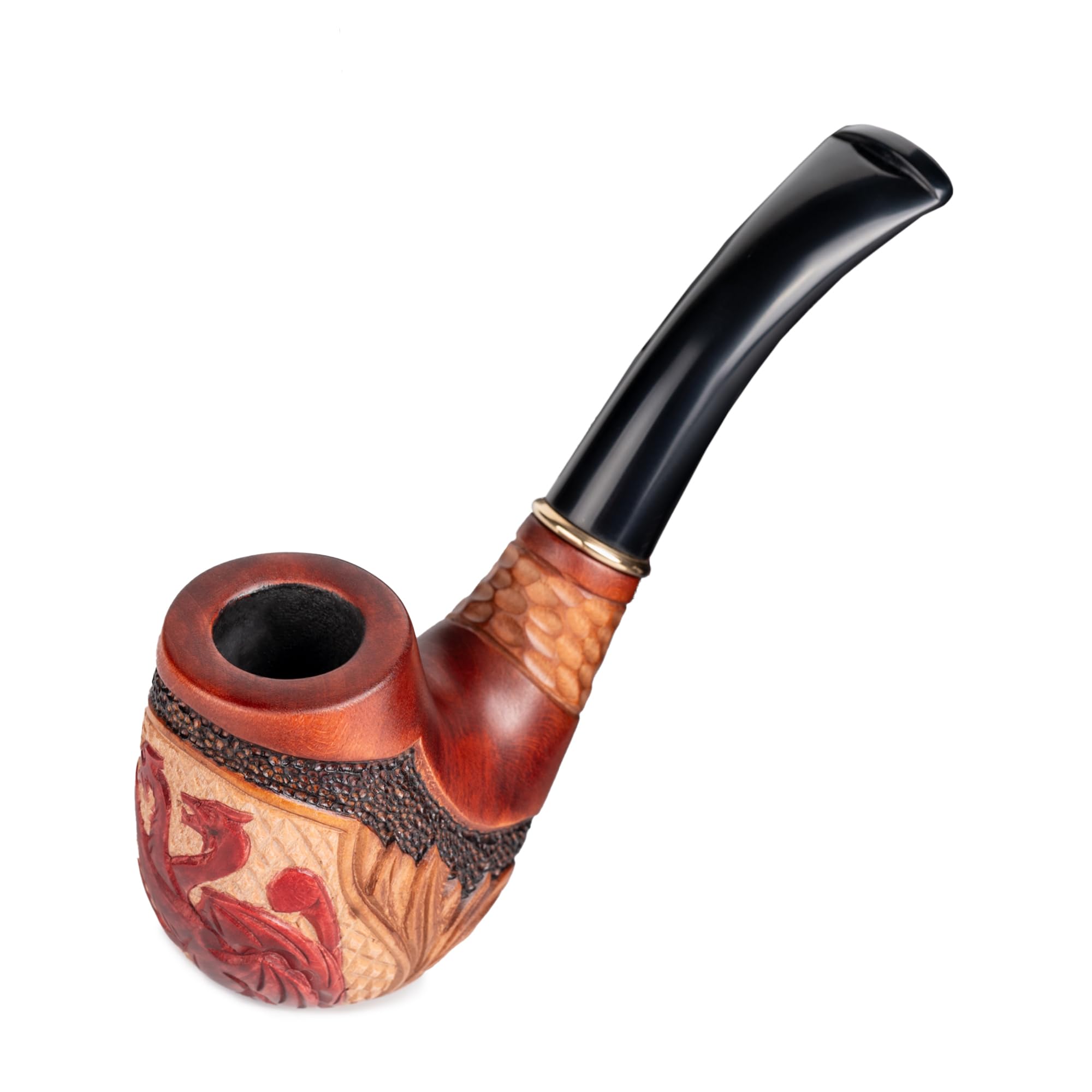 Dr. Watson Dragon Tabakpfeife, Sammlerserie, Handgeschnitzte Birnbaumholz Pfeife für 9mm Filter, Mittelalterliches Design
