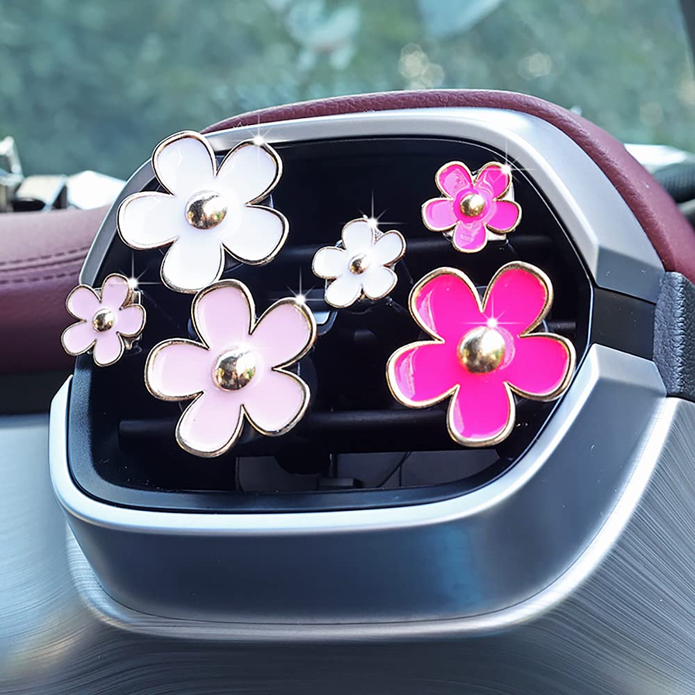 6 Stück Blumen-Luftentlüftungsclip, Klimaanlagen-Auslass, Auto-Lufterfrischer, Auto-Lufterfrischungs-Gadget, bunte Gänseblümchen for Mädchen und Frauen, süße und elegante Auto-Dekoration/120/703