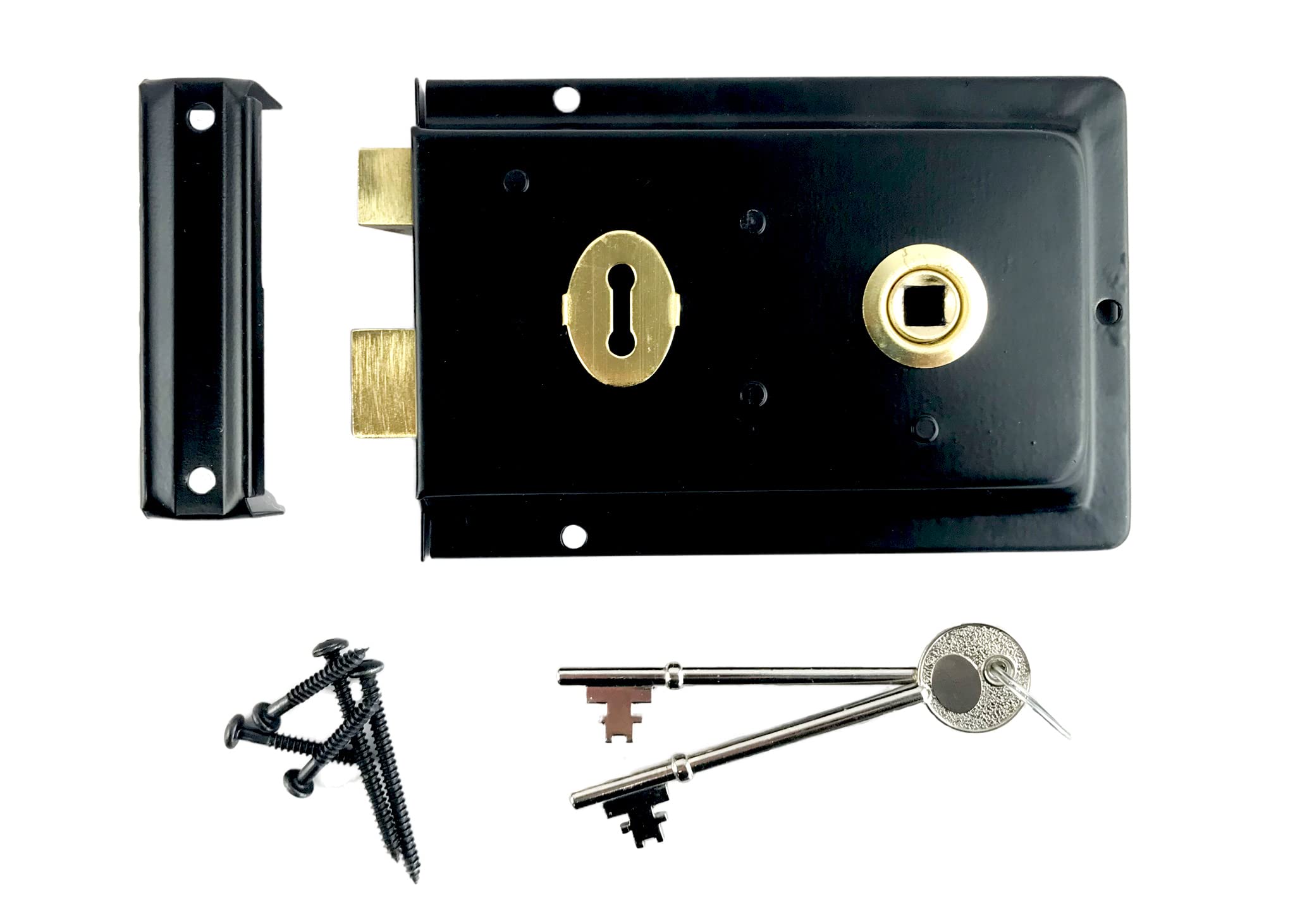 Rim Lock Sash Door Fluted Black Double Handed Latch Cottage Shed Garden Keys Inc