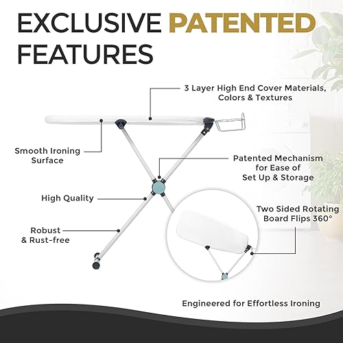 Miniatura 4 de Tabla de hierro de doble cara  Tabla de planchar en forma de torso tamaño completo con altura ajustable de 8 niveles, soporte de hierro desmontable,