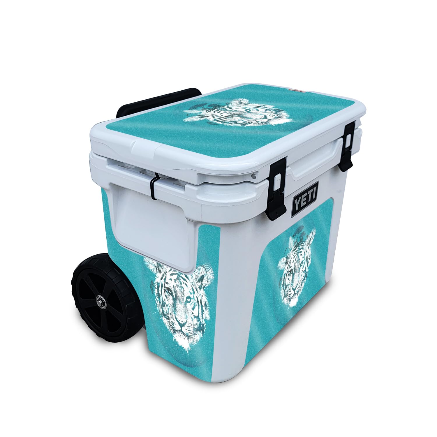 Glossy Glitter Skin Compatible with Yeti Roadie 32 Wheeled Cooler - White Tiger - Premium 3M Vinyl Protective Wrap Decal Cover - Easy to Apply | Crafted in The USA by MightySkins