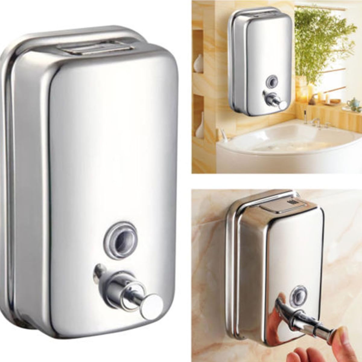 Veemoon Dispenser da Muro in Sapone Inossidabile Acciaio di Parete da Liquido Argento 800ml Ricaricabile Design Colore per Bagno Hotel
