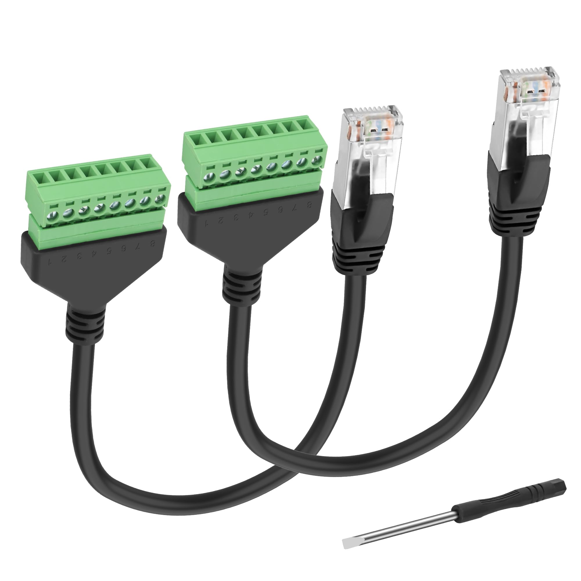 XMSJSIY Adapter RJ45 do terminala 8-pinowego, przedłużacz Ethernet, złącze sieciowe 8P8C męskie bez lutowania do zerwania płyty