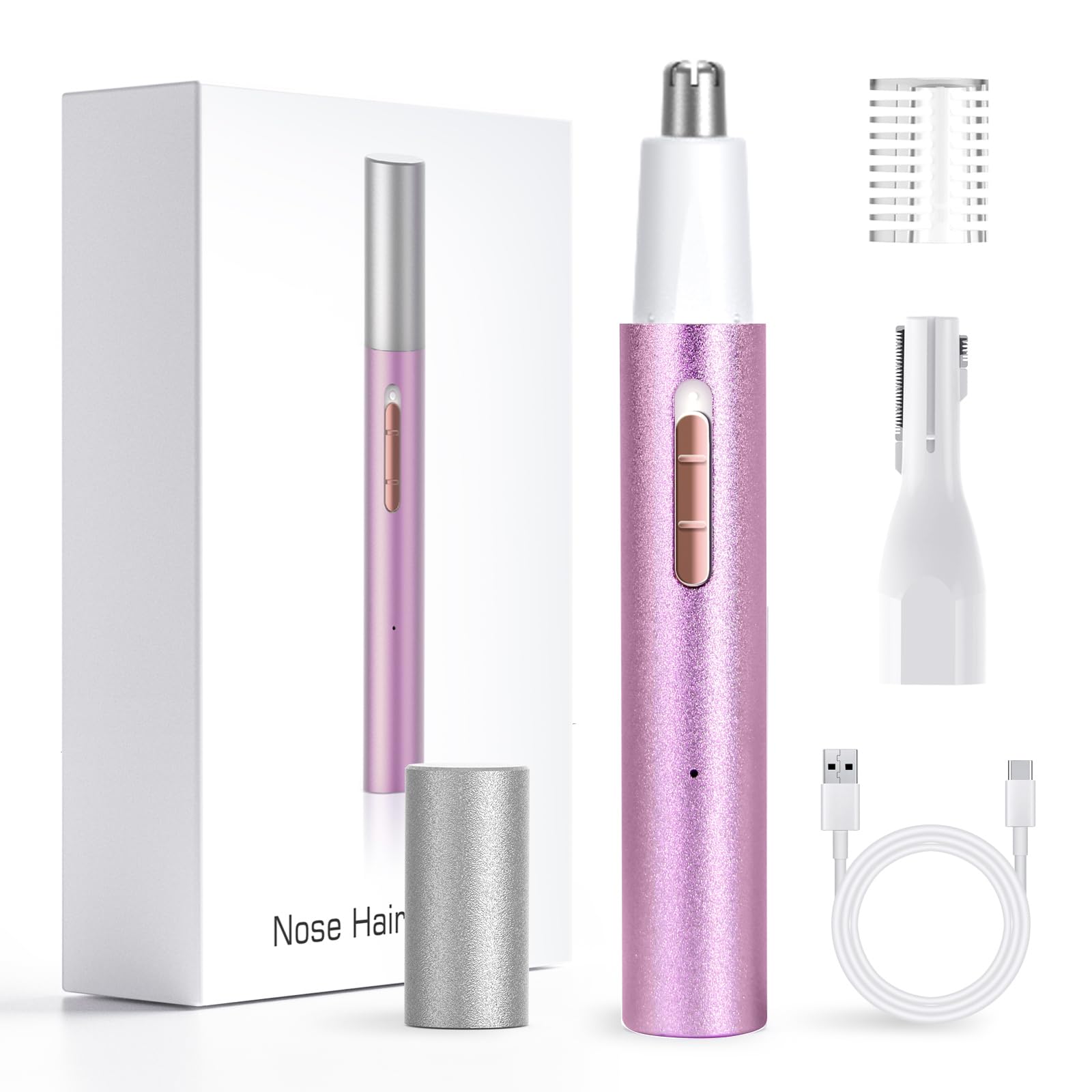 Ginity 2025 Rechargeable Nose & Ear Hair Trimmer, Dual-Edge Blade Electric Clipper for Women Men, Facial & Eyebrow Hair Re...