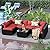 ELEGIBLISS 7 Pieces Patio Furniture Set - Outdoor Sectional Wicker Rattan Furniture with Cushion and Glass Table Patio Conversation Sets for Porch Poolside Backyard Outdoor Sofa Set Modular Sofa