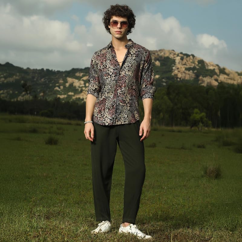 Image of CAHOOT Men's Shirt for Casual Wear | Spread Collar | Long Cuffed Sleeves | Button Closure | Shirt Crafted with Comfort Fit for Everyday Wear