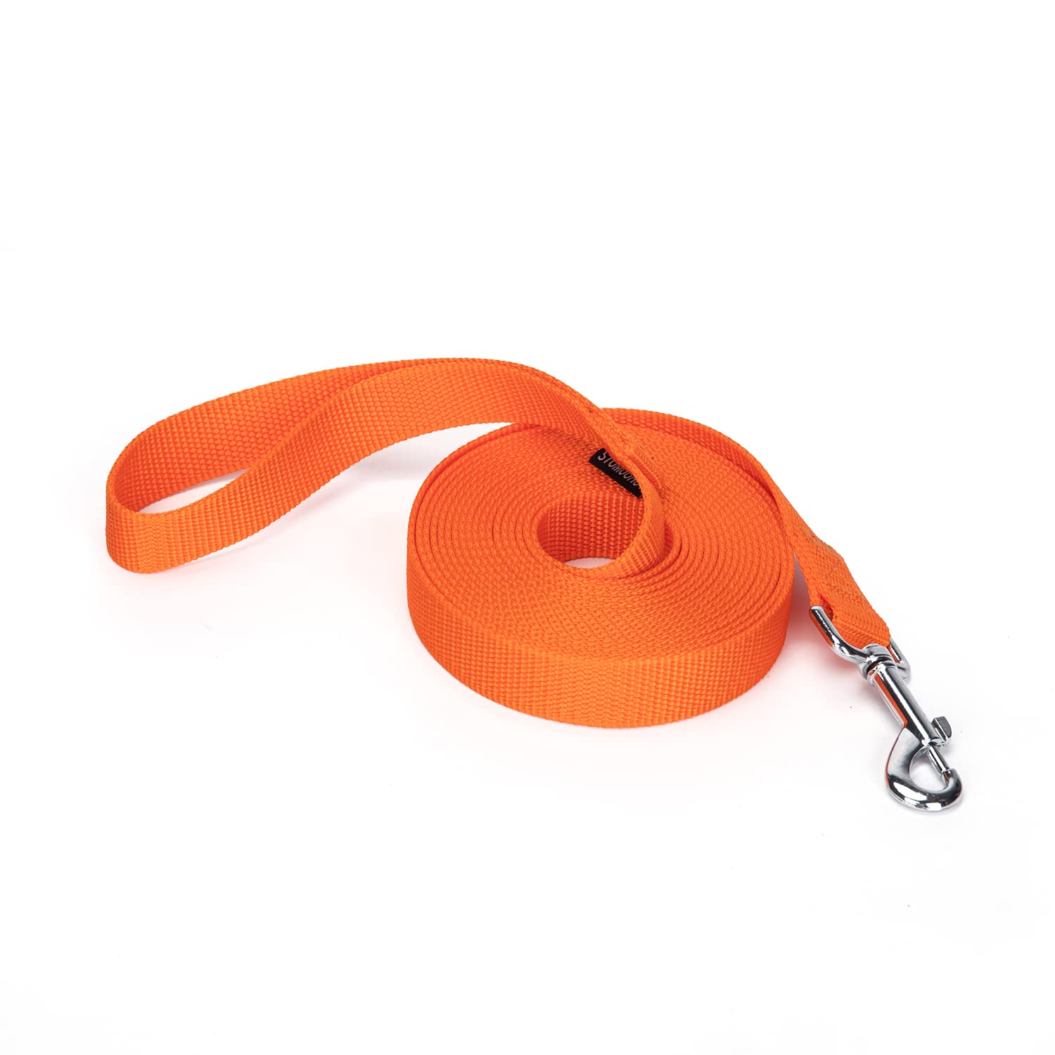 Siumouhoi Strong Durable 15ft Nylon Dog Training Leash, 1 Inch Wide Traction Rope, for Small and Medium Dog (Orange, 15 Feet)