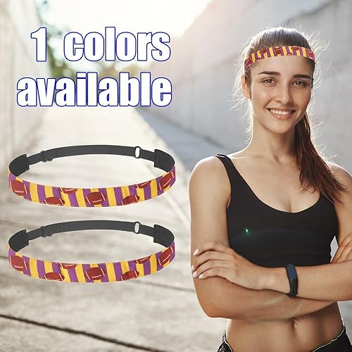 Miniatura 2 de 2 diademas de fútbol para mujer, ajustables, antideslizantes, elásticas, elásticas, con rayas rojas y blancas, lindas diademas deportivas elásticas,