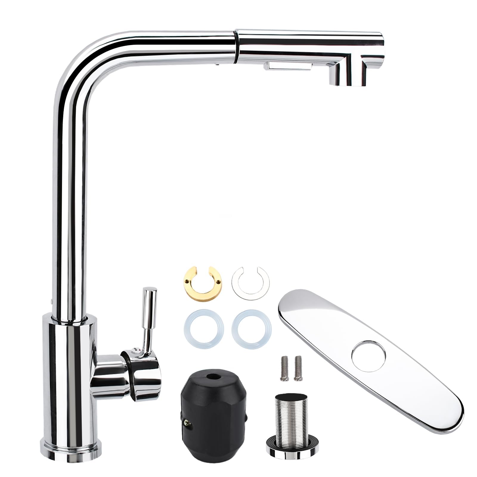 YUTUY Grifo Cocina Extraible,Grifos Cocina Fregadero Giratorio 360°,Grifo de Cocina Extensible,Fregadero Monomando con 2 Modos de Rociador,Extensible,Acero Inoxidable