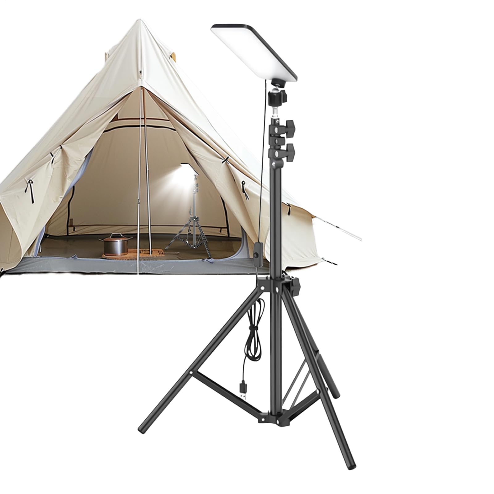 LED Telescopiche Da Campeggio Lampada a treppiede | Luce Telescopica Da Esterno Con Supporto Per Esterno, Tenda Campeggio Esterno, Tettuccio, Patio, Spiaggia, Caccia, Officina,