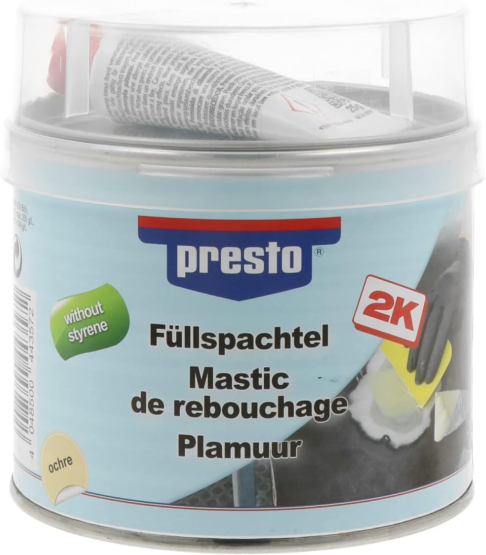 presto Füllspachtel styrolfrei 1000 g, Reparaturspachtel, einfache Anwendung, vielseitig, feine Oberflächen, ideal für Fahrzeugreparaturen