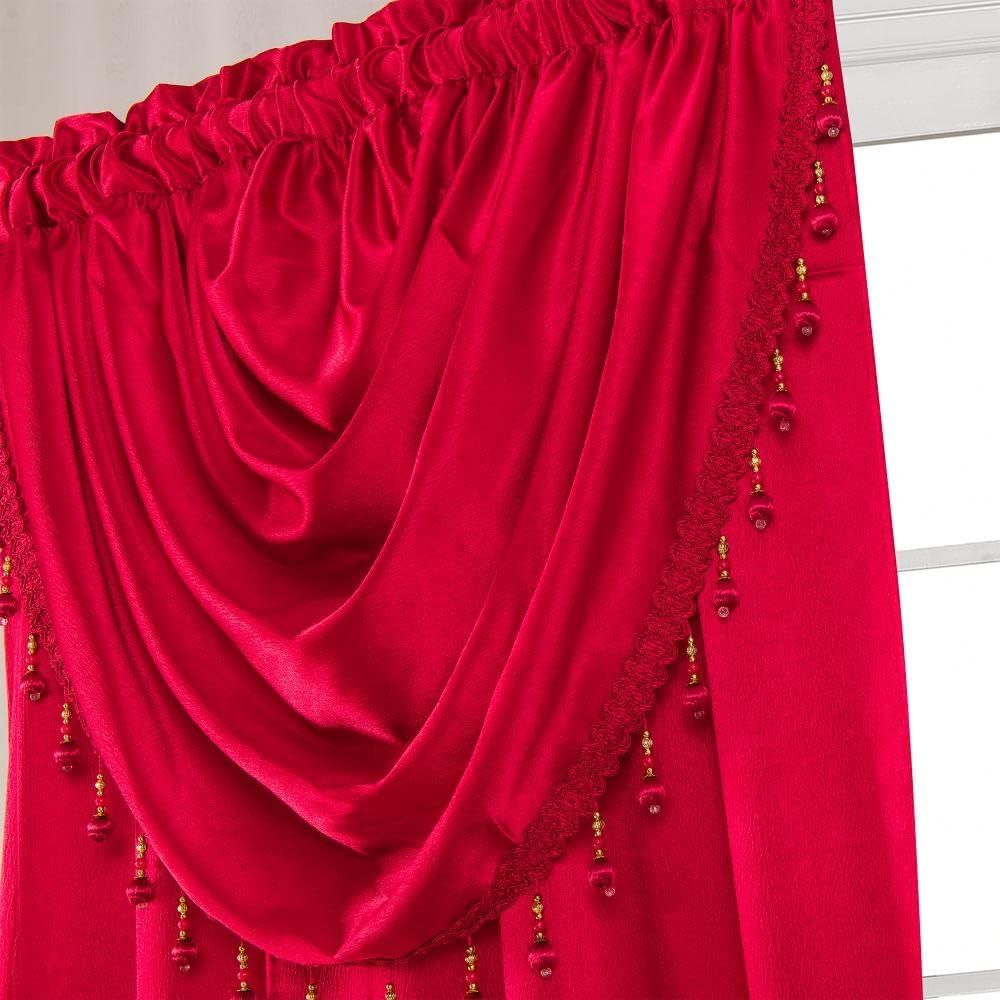 GLORY RUGS Window Panel with Attached Valance Curtain Bedroom Living Room Dining 42"X84" Red