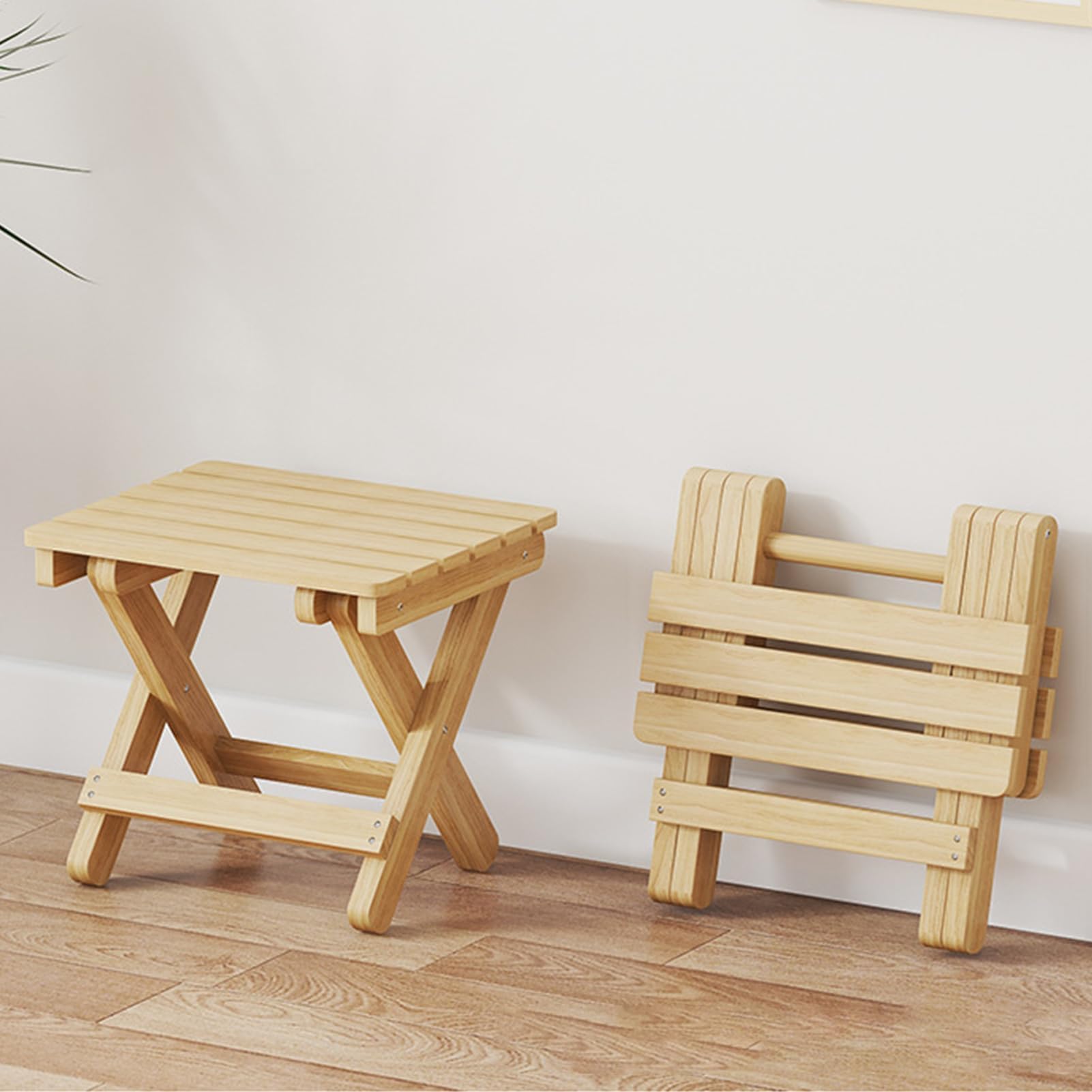 Tragbarer Campinghocker, leichter Duschsitz aus Holz für Zuhause und Kindergarten, natürliches Finish mit Tragegriffen für sicheres Sitzen