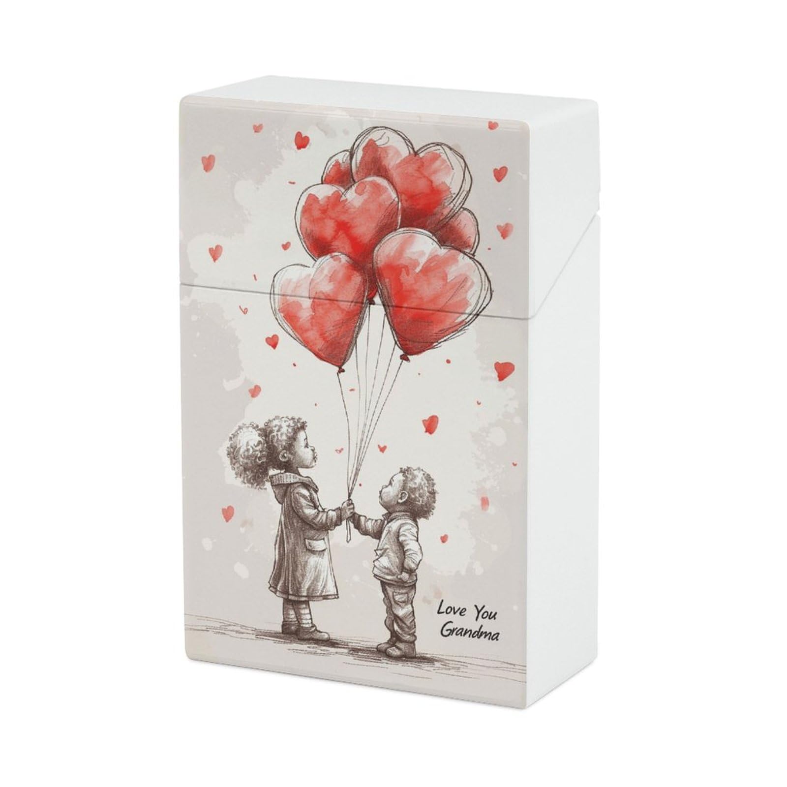 Amazon.com: Two Cute Little Kids Holding Heart Shaped Balloons Cigarette  Case Cartoon Plastic Cigarette Pocket Holder Flip Open Cigarette Protective  Cover Storage Box : Health & Household