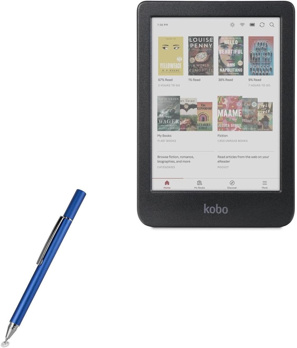 BoxWave Stylus Pen Compatible with Kobo Clara Colour - FineTouch Capacitive Stylus, Super Precise, Lunar Blue