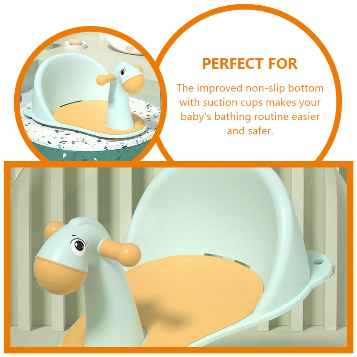 Asiento de Baño para Bebés y Niños Pequeños Agujeros de Drenaje y Soporte Columna Fabricado en Pp, Diseño Antideslizante Adecuado Baño