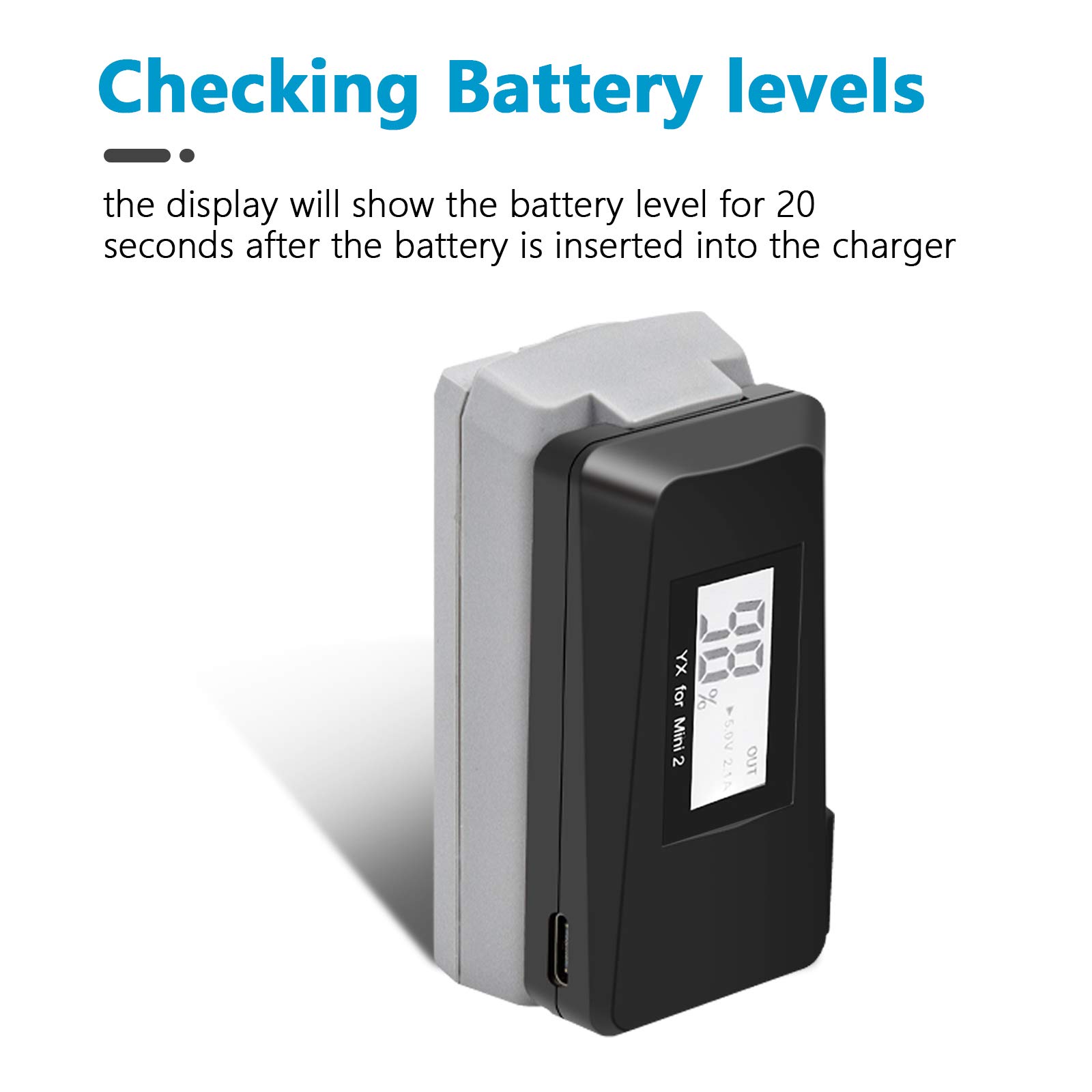 LCD Chargeur de Batterie USB avec QC3.0 pour Drone DJI Mini 4K/2,Mini 2 SE, Station de Recharge Hub Accessoires