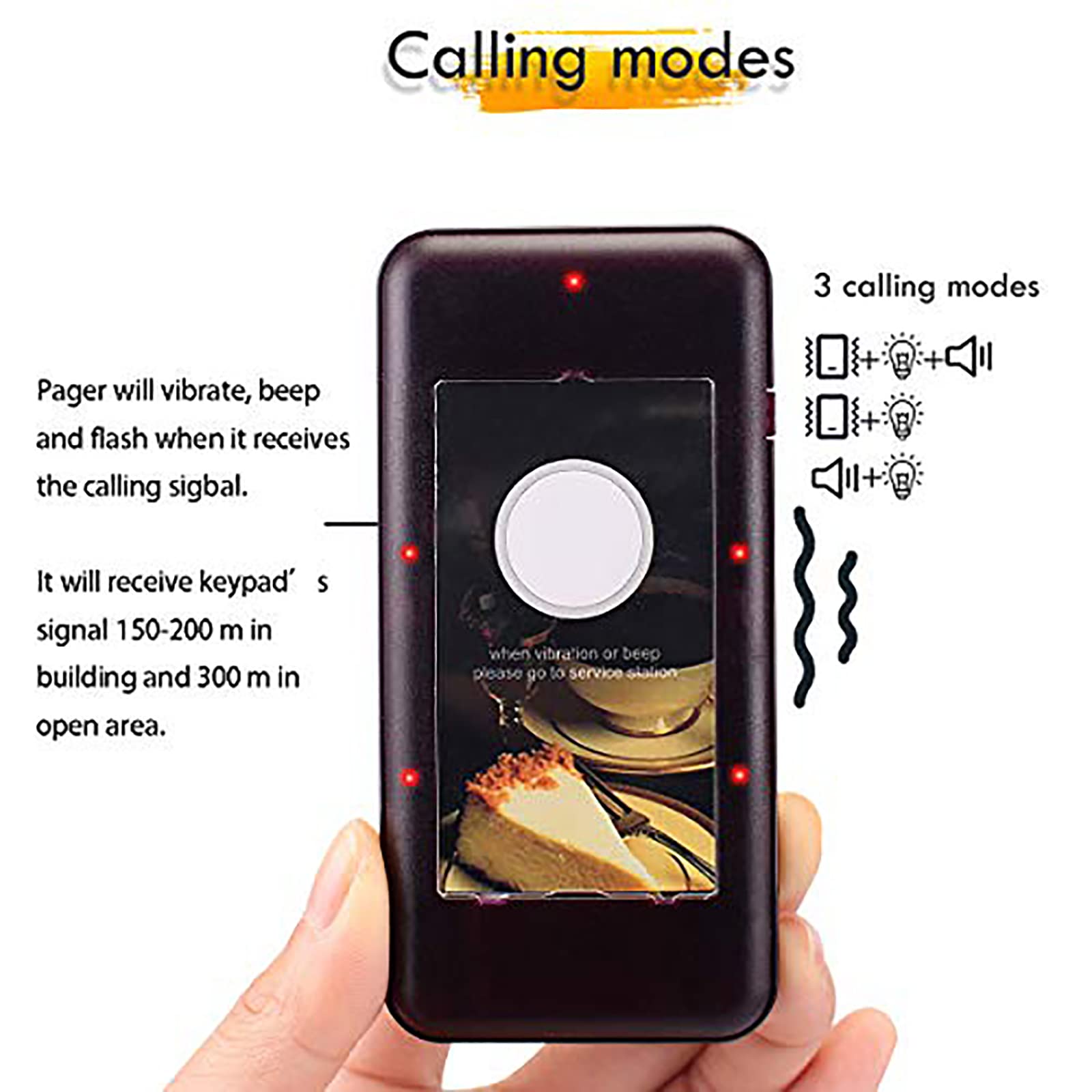 Retekess Pager Beeper Ricevitore Vibratore per Sistema Cercapersone Retekess T112 (Nero 5 Pezzi)