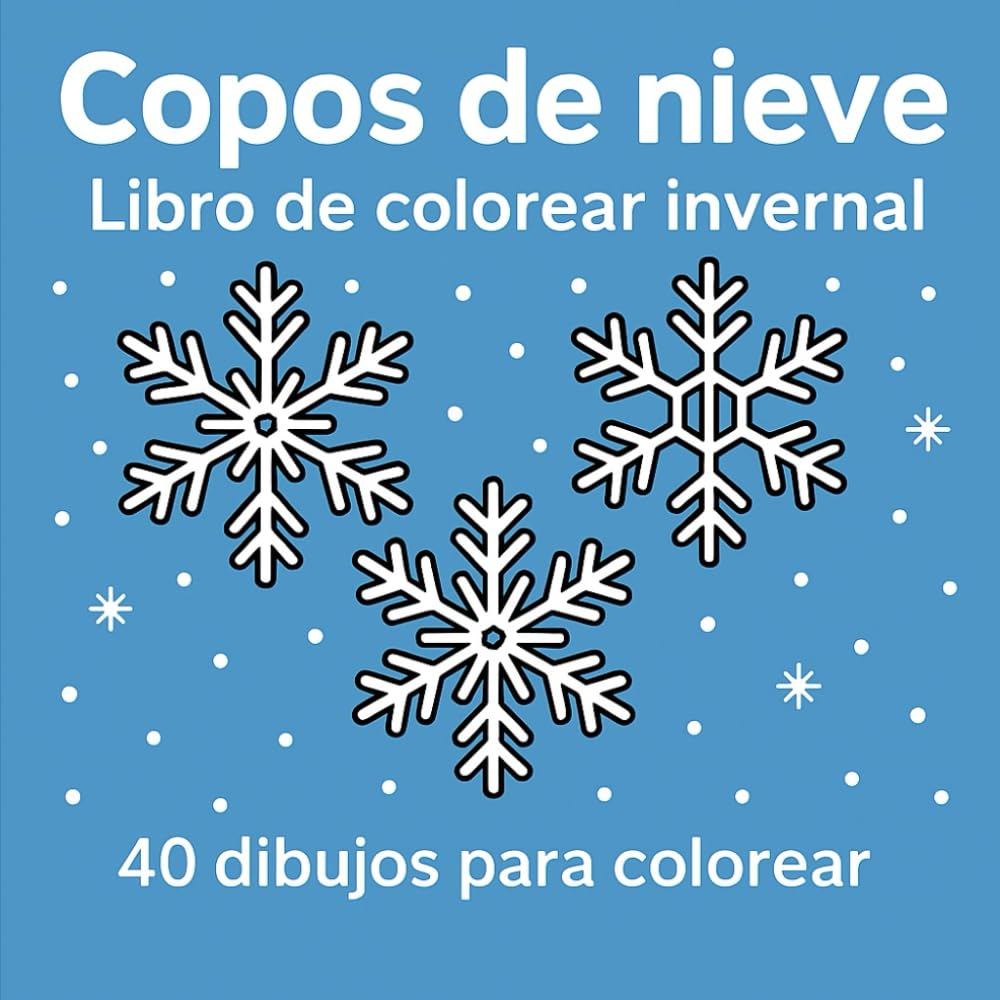 Copos de nieve - Libro de colorear invernal para niños: 40 dibujos de copos de nieve