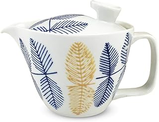 J-kitchens 勲山窯 急須 茶こし付き ブルー 240ml 1～2人用 波佐見焼 日本製 葉紋