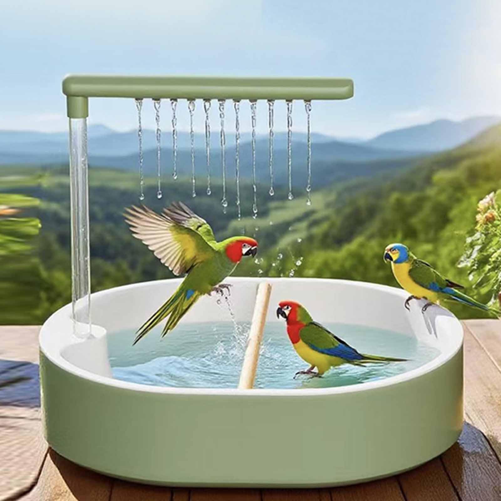 Automatic Parrot Bath Shower - USB Powered Bird Bathtub with Pump for Conure, Cockatiel & Lovebird, 12.5" Indoor Cage Accessory with 26 Water Jets - image 4