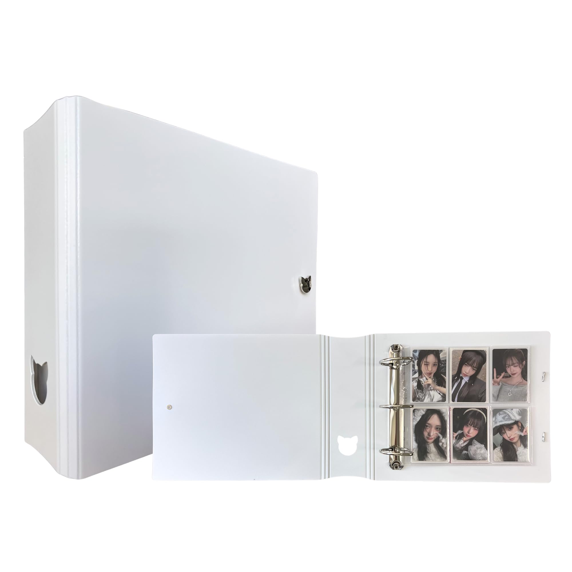 MEOWCAFE K-Keep A5 Extra Wide 2 INCH Binder, Large Capacity Kpop Photocard Binder with 2 Backboards and 25 Single Sided A5 Extra Wide 6 Pocket Pages (Minimal White)