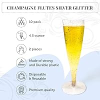 Vista 6 de Copas de champán Variación (purpurina plateada, 10)