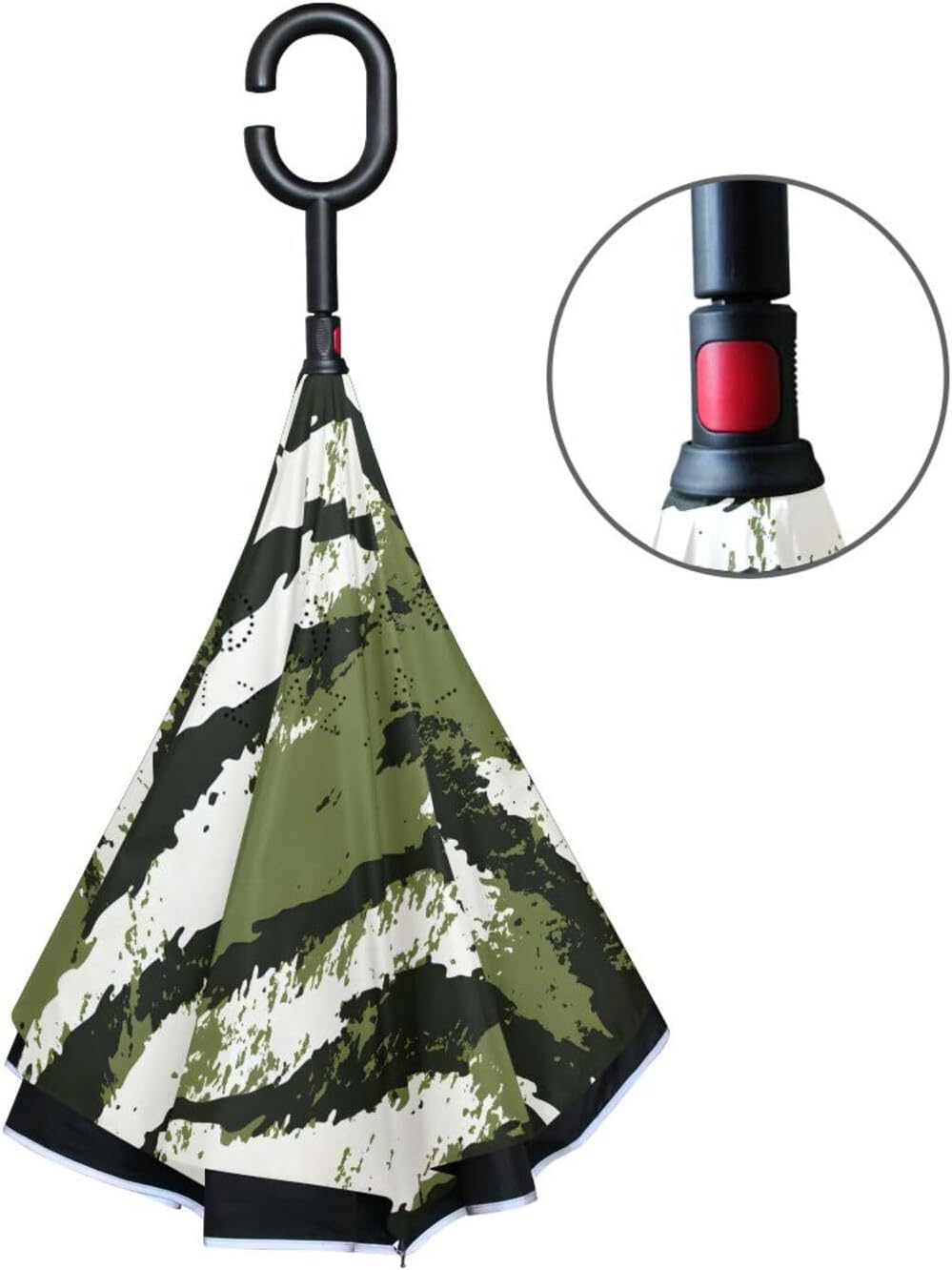 Tiger Skin Stripes Inverted Umbrellas for Rain Windproof Reverse Upside Down Golf Umbrella with C-shape Handle for Men Women